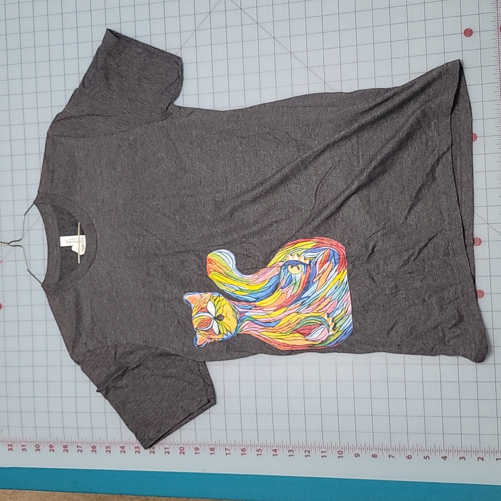 Crew Neck Graphic Tee "Cat" by rk3handcrafted
